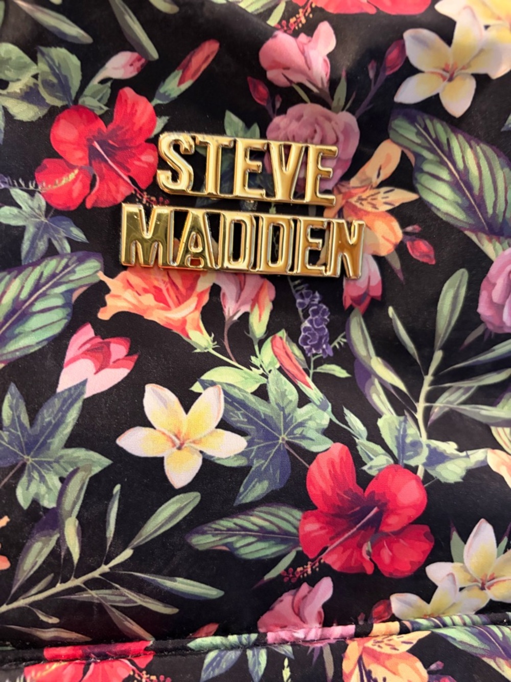 Steve Madden Floral Black Backpack with Detachable Pouch - Picture 2 of 7